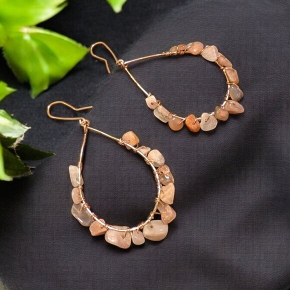 Elegant Boho Gold Stone Earrings - Picture 1 of 2